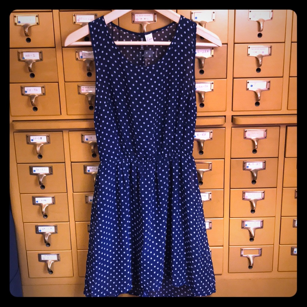 Navy and White Polka dot dress